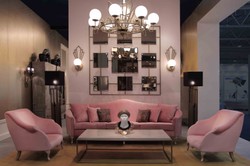Casa Padrino fauteuil Art Déco de luxe rose / gris 85 x 85 x H. 88 cm - Fauteuil de salon - Fauteuil d'hôtel - Meubles de salon - Meubles d'hôtel - Meubles Art Déco de Luxe
