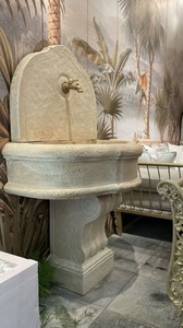 Casa Padrino fontana a muro barocco di lusso grigio 85 x 58,5 x A. 146 cm - Magnifica fontana in ceramica in stile barocco - Fontana da giardino barocco - Accessori per decorazioni barocco