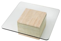 Casa Padrino tavolo da salotto di lusso in travertino beige 90 x 90 x A. 35 cm - Tavolo in pietra naturale con piano in vetro - Mobili soggiorno - Mobili di lusso - Arredamento di lusso