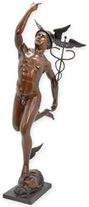Casa Padrino sculpture décorative en bronze XXL de luxe dieu bronze / gris 58 x H. 160 cm - Drande figure en bronze XXL - Décoration de salon - Décoration de jardin