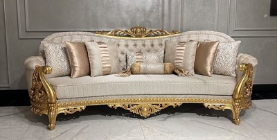 Casa Padrino sofá de salón barroco de lujo oro patrón / oro - Magnífico sofá de estilo barroco - Muebles de salón de lujo en estilo barroco - Muebles barrocos - Noble y Magnífico