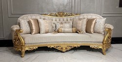 Casa Padrino canapé de salon baroque de luxe or motif / or - Magnifique canapé style baroque - Meuble de salon de luxe de style baroque - Meuble baroque - Noble & Magnifique