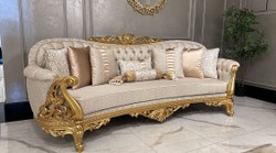 Casa Padrino canapé de salon baroque de luxe or motif / or - Magnifique canapé style baroque - Meuble de salon de luxe de style baroque - Meuble baroque - Noble & Magnifique