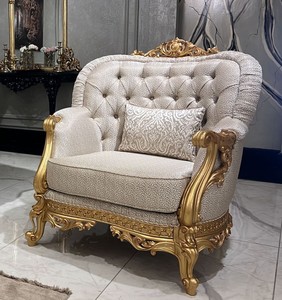 Casa Padrino sillón de salón barroco de lujo oro patrón / oro - Magnífico sillón de estilo barroco - Muebles de salón de lujo en estilo barroco - Muebles barrocos - Noble y Magnífico