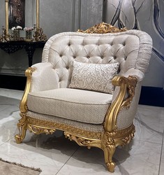 Casa Padrino fauteuil de salon baroque de luxe or motif / or - Magnifique fauteuil de style baroque - Meuble de salon de luxe de style baroque - Meuble baroque - Noble & Magnifique