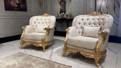 Casa Padrino fauteuil de salon baroque de luxe or motif / or - Magnifique fauteuil de style baroque - Meuble de salon de luxe de style baroque - Meuble baroque - Noble & Magnifique