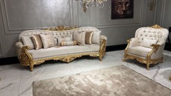 Casa Padrino fauteuil de salon baroque de luxe or motif / or - Magnifique fauteuil de style baroque - Meuble de salon de luxe de style baroque - Meuble baroque - Noble & Magnifique