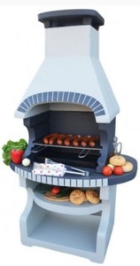 Casa Padrino barbacoa de jardín de lujo gris claro / gris 98 x 62 x A. 170 cm - Chimenea de hormigón - Accesorios de jardín de lujo