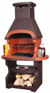 Casa Padrino barbacoa de jardín de lujo marrón oscuro / naranja 98 x 62 x A. 170 cm - Chimenea de hormigón - Accesorios de jardín de lujo