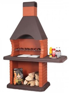 Casa Padrino barbacoa de jardín de lujo naranja / marrón 160 x 74 x A. 232 cm - Chimenea de hormigón - Accesorios de jardín de lujo