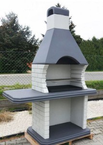 Casa Padrino barbacoa de jardín de lujo blanco / gris 160 x 74 x A. 232 cm - Chimenea de hormigón - Accesorios de jardín de lujo