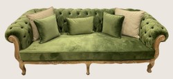 Casa Padrino luxury baroque Chesterfield velvet sofa green / natural - Magnificent living room sofa - Baroque style living room furniture - Luxury furniture in baroque style - Noble & Magnificent
