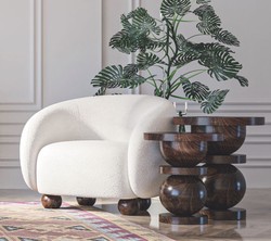 Casa Padrino luxury armchair white / dark brown 90 x 90 x H. 72 cm - Living room armchair - Hotel armchair - Living room furniture - Hotel furniture - Luxury furniture
