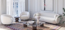 Casa Padrino luxury armchair white / dark brown 90 x 90 x H. 72 cm - Living room armchair - Hotel armchair - Living room furniture - Hotel furniture - Luxury furniture