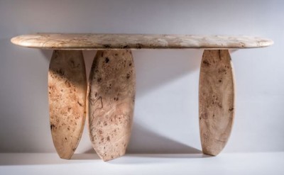Casa Padrino consola de lujo de madera maciza natural 160 x 45 x A. 80 cm - Mesa consola de madera de raíz - Muebles de salón - Muebles de lujo - Interiores de lujo