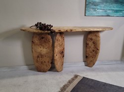 Casa Padrino consola de lujo de madera maciza natural 160 x 45 x A. 80 cm - Mesa consola de madera de raíz - Muebles de salón - Muebles de lujo - Interiores de lujo