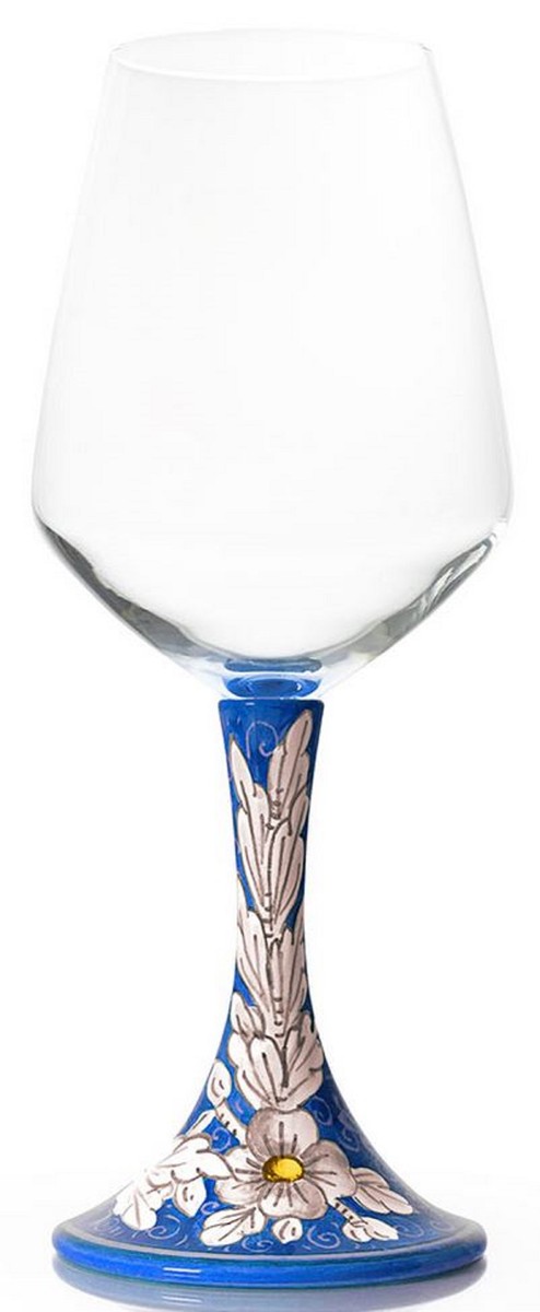 Casa Padrino ensemble de 6 verres à vin en céramique de luxe bleu / multicolore H. 23,5 cm - Verres à vin faits et peints à la main - Accessoires hôtels et restaurants - Fabriqué en Italie Casa Padrino ensemble de 6 verres à vin en céramique de luxe bleu / multicolore H. 23,5 cm - Verres à vin faits et peints à la main - Accessoires hôtels et restaurants - Fabriqué en Italie