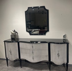 Casa Padrino aparador barroco de lujo con espejo negro / gris / plata - Muebles de lujo en estilo barroco - Muebles barrocos - Interiores barrocos - Noble y Magnífico