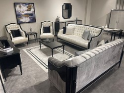 Casa Padrino aparador barroco de lujo con espejo negro / gris / plata - Muebles de lujo en estilo barroco - Muebles barrocos - Interiores barrocos - Noble y Magnífico