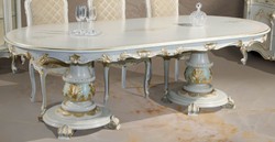 Casa Padrino table à manger baroque de luxe blanc / crème / multicolore / or 700 cm - Immense table de salle à manger de style baroque - Meubles de salle à manger baroques - Fabriqué en Italie