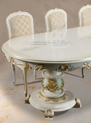 Casa Padrino table à manger baroque de luxe blanc / crème / multicolore / or 700 cm - Immense table de salle à manger de style baroque - Meubles de salle à manger baroques - Fabriqué en Italie
