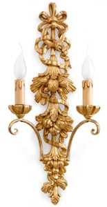 Casa Padrino applique murale double baroque de luxe or antique 24 x 8 x H. 55 cm - Magnifique applique de style baroque - Luminaires baroques - Qualité de luxe - Fabriquée en Italie