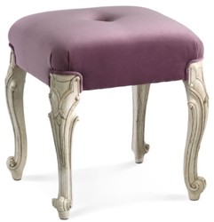 Casa Padrino taburete barroco de lujo púrpura / crema blanco antiguo - Taburete de estilo barroco hecho a mano - Taburete de pie barroco - Muebles barrocos - Calidad de lujo - Hecho en Italia