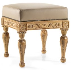 Casa Padrino taburete de cuero barroco de lujo beige / natural antiguo - Taburete de estilo barroco hecho a mano con cuero genuino de alta calidad - Muebles barrocos - Hecho en Italia