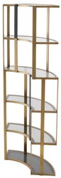 Gebogener Luxus Wohnzimmer Hotel Schrank Regalschrank Messing Schwarz Grau