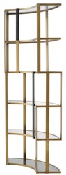 Gebogener Luxus Wohnzimmer Hotel Schrank Regalschrank Messing Schwarz Grau