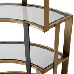 Gebogener Luxus Wohnzimmer Hotel Schrank Regalschrank Messing Schwarz Grau