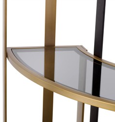 Gebogener Luxus Wohnzimmer Hotel Schrank Regalschrank Messing Schwarz Grau