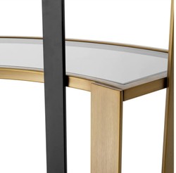Gebogener Luxus Wohnzimmer Hotel Schrank Regalschrank Messing Schwarz Grau