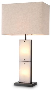 Luxus Tischleuchte mit rechteckigem Lampenschirm Alabaster Bronze Beige