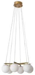 Casa Padrino lustre de luxe laiton antique / albâtre Ø 60 x H. 17 cm - Lustre de salon réglable en hauteur avec abat jour ronds en albâtre - Qualité de luxe