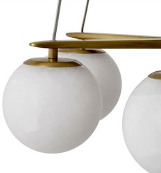 Casa Padrino lustre de luxe laiton antique / albâtre Ø 60 x H. 17 cm - Lustre de salon réglable en hauteur avec abat jour ronds en albâtre - Qualité de luxe