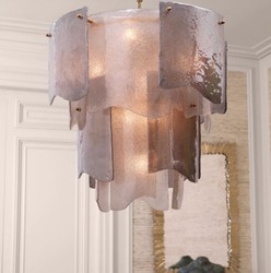 Casa Padrino luxury chandelier gray / antique brass Ø 61 x H. 60 cm - Round chandelier - Living room chandelier - Hotel chandelier - Luxury furniture - Luxury interior