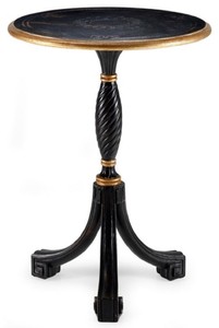 Runder Luxus Barock Massivholz Beistelltisch Antik Schwarz Antik Gold