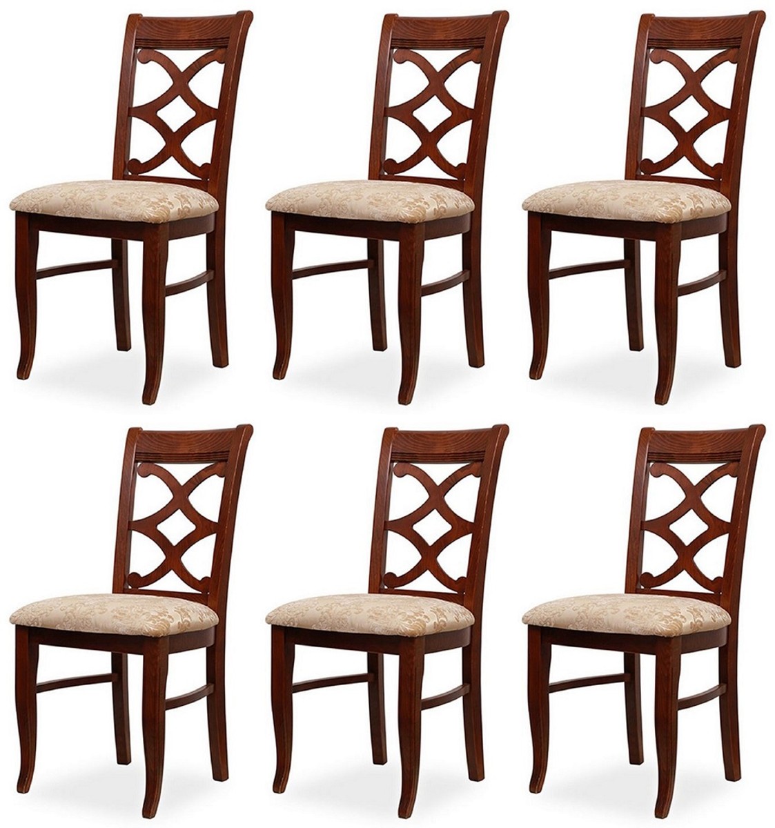 Casa Padrino conjunto de 6 sillas de comedor Biedermeier beige / marrón oscuro 49 x 56 x A. 92 cm - Sillas de cocina de madera maciza - Muebles de Comedor de Madera Maciza Biedermeier Casa Padrino conjunto de 6 sillas de comedor Biedermeier beige / marrón oscuro 49 x 56 x A. 92 cm - Sillas de cocina de madera maciza - Muebles de Comedor de Madera Maciza Biedermeier