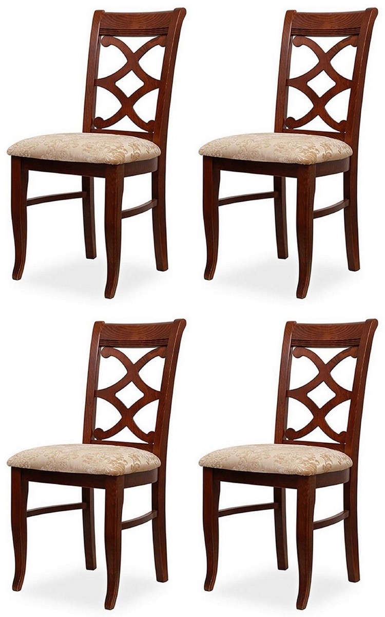 Casa Padrino ensemble de 4 chaises de salle à manger Biedermeier beige / marron foncé 49 x 56 x H. 92 cm - Chaises de cuisine en bois massif - Meubles de Salle à Manger en Bois Massif Biedermeier Casa Padrino ensemble de 4 chaises de salle à manger Biedermeier beige / marron foncé 49 x 56 x H. 92 cm - Chaises de cuisine en bois massif - Meubles de Salle à Manger en Bois Massif Biedermeier