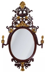 Casa Padrino espejo barroco de lujo marrón oscuro / oro antiguo - Magnífico espejo de pared de caoba de estilo barroco - Muebles de lujo de estilo barroco - Muebles barrocos - Noble y magnífico
