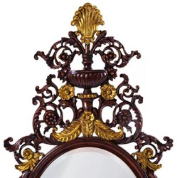 Casa Padrino espejo barroco de lujo marrón oscuro / oro antiguo - Magnífico espejo de pared de caoba de estilo barroco - Muebles de lujo de estilo barroco - Muebles barrocos - Noble y magnífico
