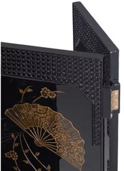 Casa Padrino séparateur de pièce de luxe noir / or 220 x 3 x H. 182 cm - Paravent pliable en bois massif de style chinois - Meubles de chambre - Meubles d'hôtel - Meubles de luxe