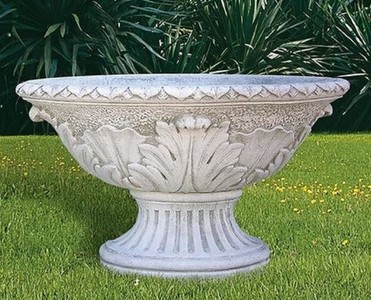 Casa Padrino maceta barroco de lujo gris Ø 100 x A. 60 cm - Maceta redondo de estilo barroco hecho a mano con grava de mármol de Carrara - Decoración de jardín barroco - Hecho en Italia
