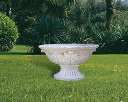 Casa Padrino luxury baroque flower pot gray Ø 100 x H. 60 cm - Round baroque style plant pot made of Carrara marble gravel - Baroque garden decoration - Luxury quality - Made in Italy