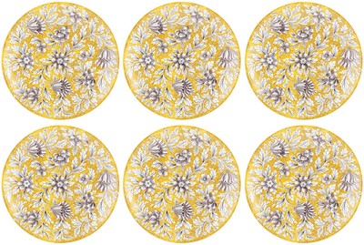 Casa Padrino luxury ceramic plates set of 6 yellow / multicolored Ø 40 cm - Handmade & hand painted dinner plates with floral design - Hotel & restaurant accessories - Made in Italy Casa Padrino luxury ceramic plates set of 6 yellow / multicolored Ø 40 cm - Handmade & hand painted dinner plates with floral design - Hotel & restaurant accessories - Made in Italy