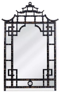 Casa Padrino espejo de lujo negro / oro 110 x 5 x A. 170 cm - Magnífico espejo de pared asiático de caoba - Muebles de lujo en estilo asiático - Colección de lujo