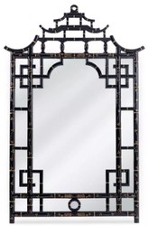 Casa Padrino espejo de lujo negro / oro 110 x 5 x A. 170 cm - Magnífico espejo de pared asiático de caoba - Muebles de lujo en estilo asiático - Colección de lujo