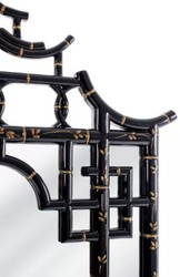 Casa Padrino espejo de lujo negro / oro 110 x 5 x A. 170 cm - Magnífico espejo de pared asiático de caoba - Muebles de lujo en estilo asiático - Colección de lujo