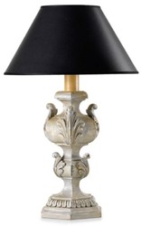 Casa Padrino lampe de table baroque de luxe gris antique / noir Ø 18 x H. 46,5 cm - Magnifique lampe de bureau de style baroque avec abat jour rond - Qualité de luxe - Fabriquée en Italie